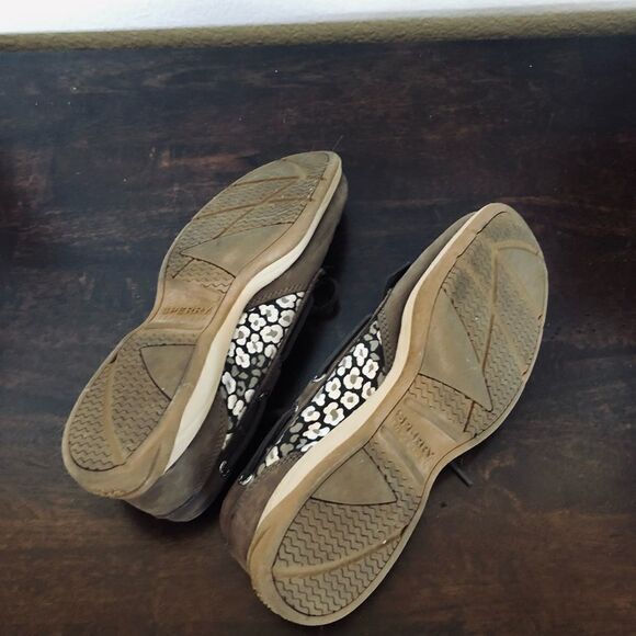 Sperry Cheetah Leopard Gray Boat Shoes 8 - Picture 3 of 7